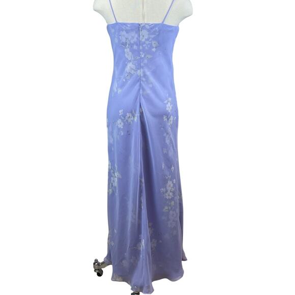 Vintage 90s CHELSEA NITES Purple Floral Chiffon Prom Dress (6) Rhinestone Fairy - Picture 6 of 8
